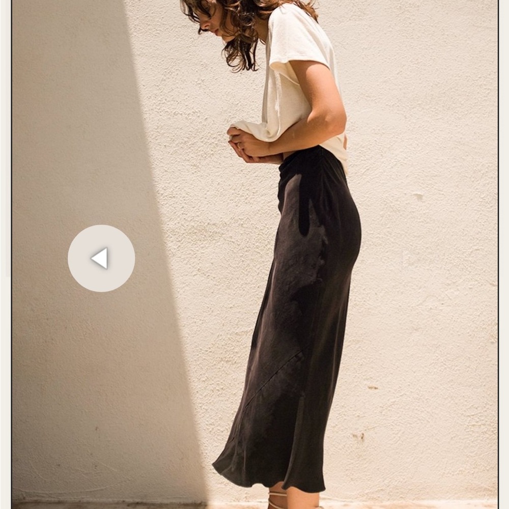 OZMA Grace Cupro Black Midi Slip Skirt